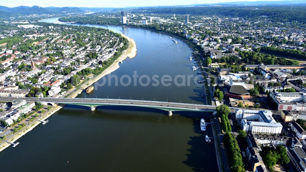 Bonn from above - River - bridge construction Kennedybruecke across the Rhine in Bonn in the state North Rhine-Westphalia, Germany