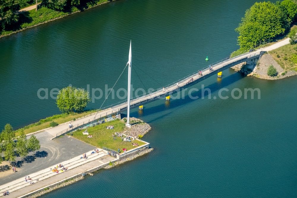 Aerial image Gelsenkirchen - River - bridge construction on Rhein-Herne-Kanal in Gelsenkirchen in the state North Rhine-Westphalia, Germany