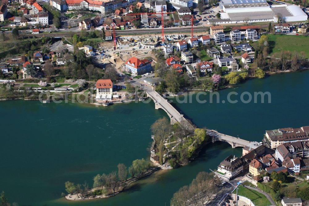 Aerial image Rheinfelden - River - bridge construction Rheinbruecke in Rheinfelden in the canton Aargau, Switzerland