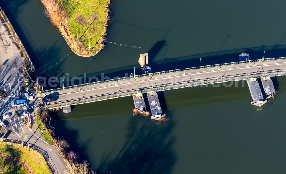 Hattingen from above - River - bridge construction about the Ruhr in Hattingen in the state North Rhine-Westphalia, Germany