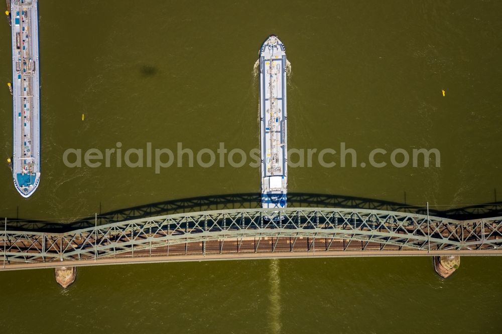 Köln from above - River - bridge construction Suedbruecke over the rhine river in Cologne in the state North Rhine-Westphalia, Germany