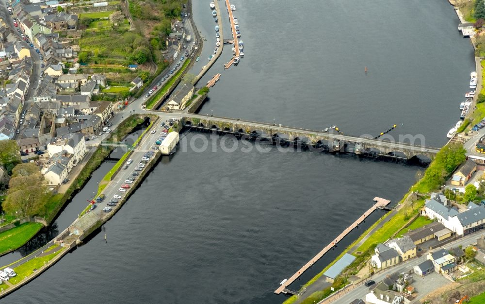 Aerial image Killaloe - River - bridge construction Shannon in Killaloe in Clare, Ireland