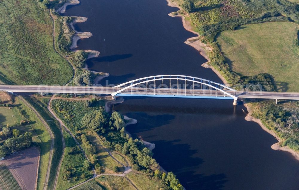 Aerial image Tangermünde - River - bridge construction in Tangermuende in the state Saxony-Anhalt