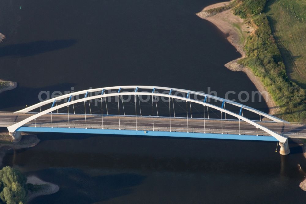 Aerial photograph Tangermünde - River - bridge construction in Tangermuende in the state Saxony-Anhalt