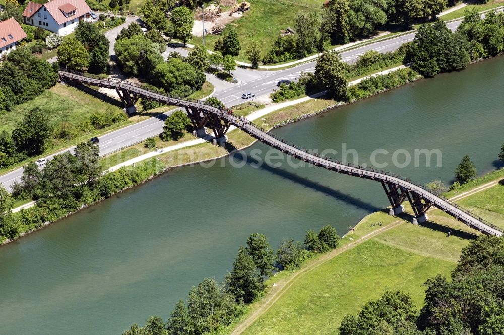 Aerial image Essing - River - bridge construction Tatzlwurm in Hienheimer Forst in the state Bavaria, Germany