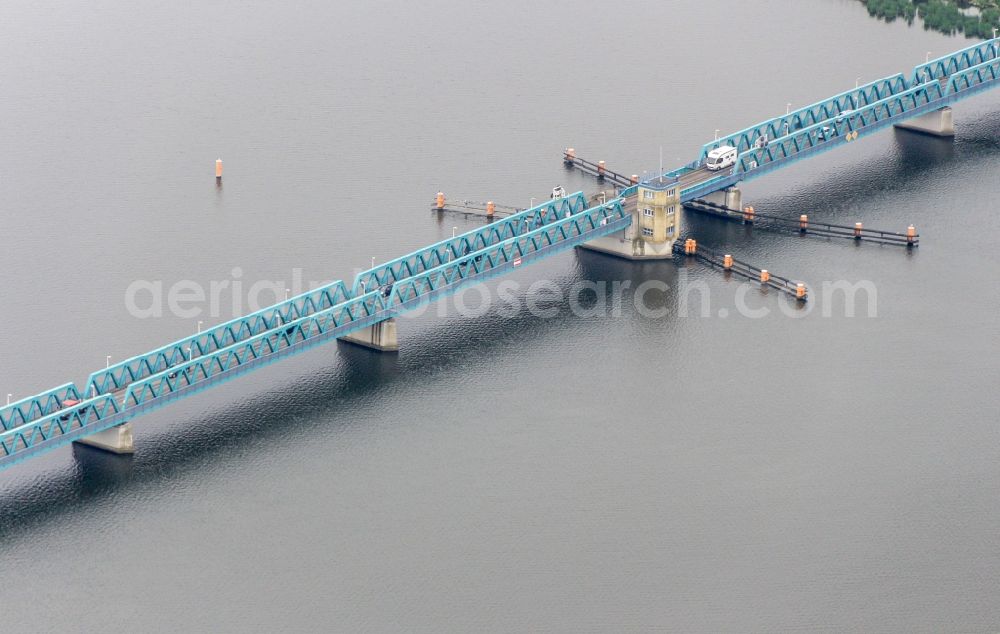 Aerial image Usedom - River - bridge construction Zecheriner Bruecke in Usedom in the state Mecklenburg - Western Pomerania, Germany