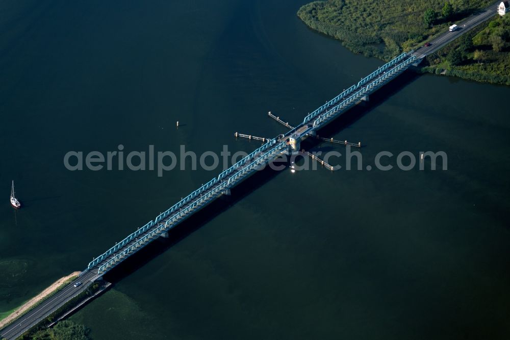 Usedom from above - River - bridge construction Zecheriner Bruecke in Usedom in the state Mecklenburg - Western Pomerania, Germany