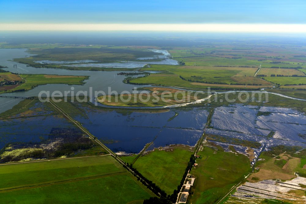 Aerial image Usedom - River - bridge construction Zecheriner Bruecke in the district Zecherin in Usedom in the state Mecklenburg - Western Pomerania, Germany