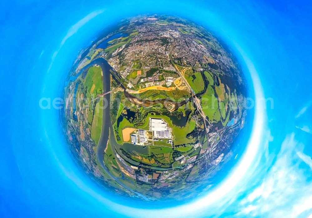 Aerial photograph Wesel - River delta in the mouth of the Lippe in the district Fusternberg in Wesel in the state North Rhine-Westphalia, Germany