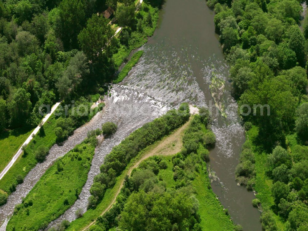 Aerial image Riedlingen - River Delta and estuary of the river Danube in Riedlingen in the state Baden-Wuerttemberg, Germany