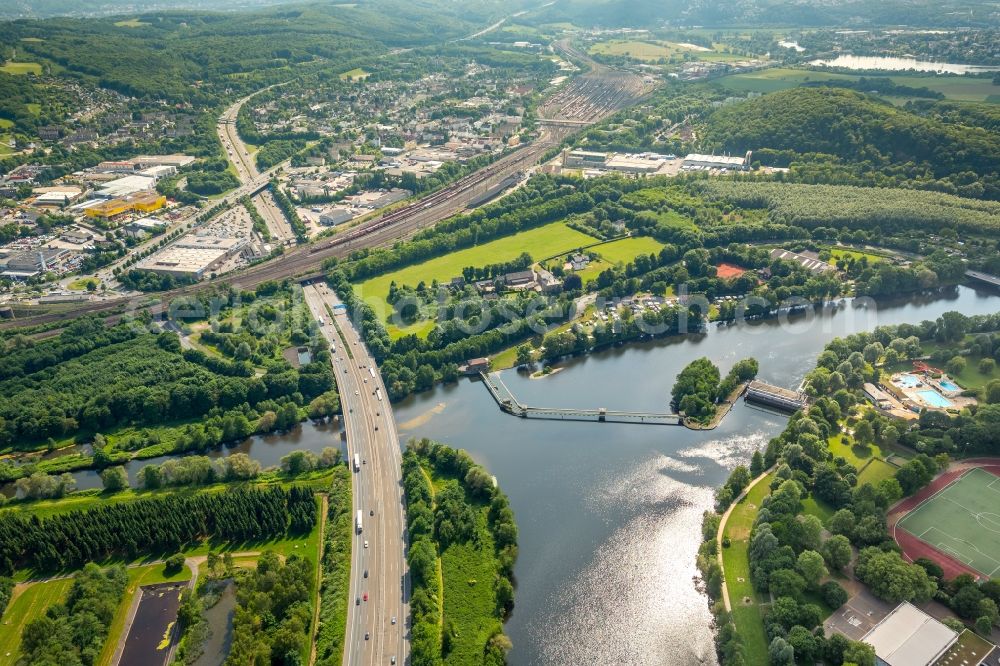 Aerial image Herdecke - River Delta and estuary Ruhr to the Volme in Herdecke in the state North Rhine-Westphalia, Germany