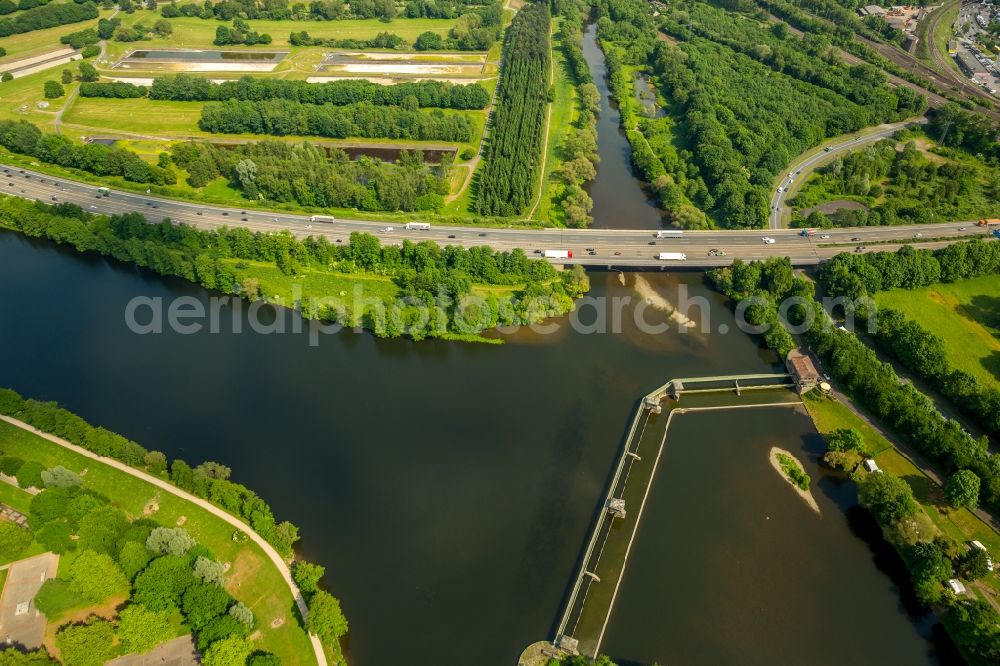 Herdecke from above - River Delta and estuary Ruhr to the Volme in Herdecke in the state North Rhine-Westphalia, Germany