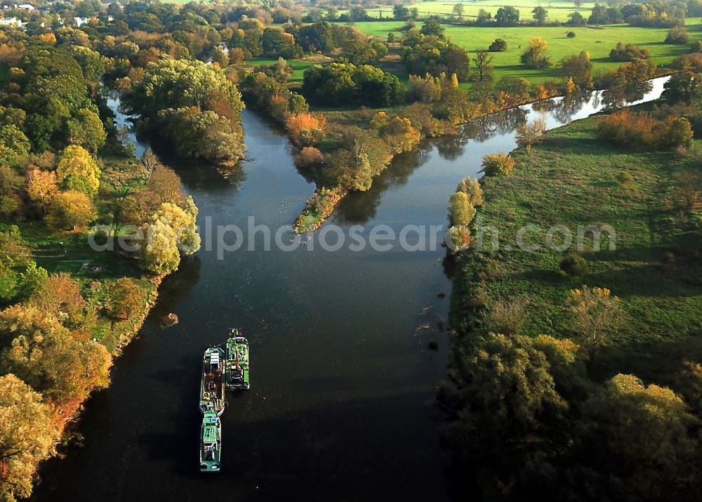 Aerial photograph Halle (Saale) - River Delta and estuary Saale - Weisse Elster - Stilles Wasser in Halle (Saale) in the state Saxony-Anhalt, Germany