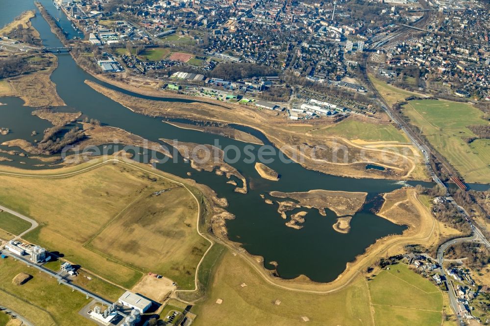 Aerial image Wesel - River Delta and estuary between lippe and rhine in the district Lippedorf in Wesel in the state North Rhine-Westphalia, Germany