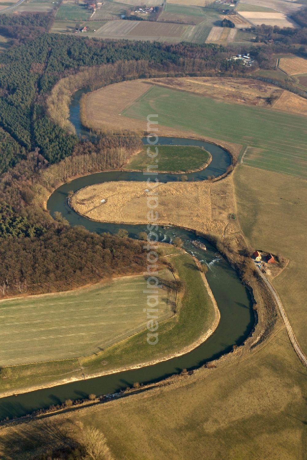 Datteln from above - View of the river Lippe in Datteln in the state of North Rhine-Westphalia