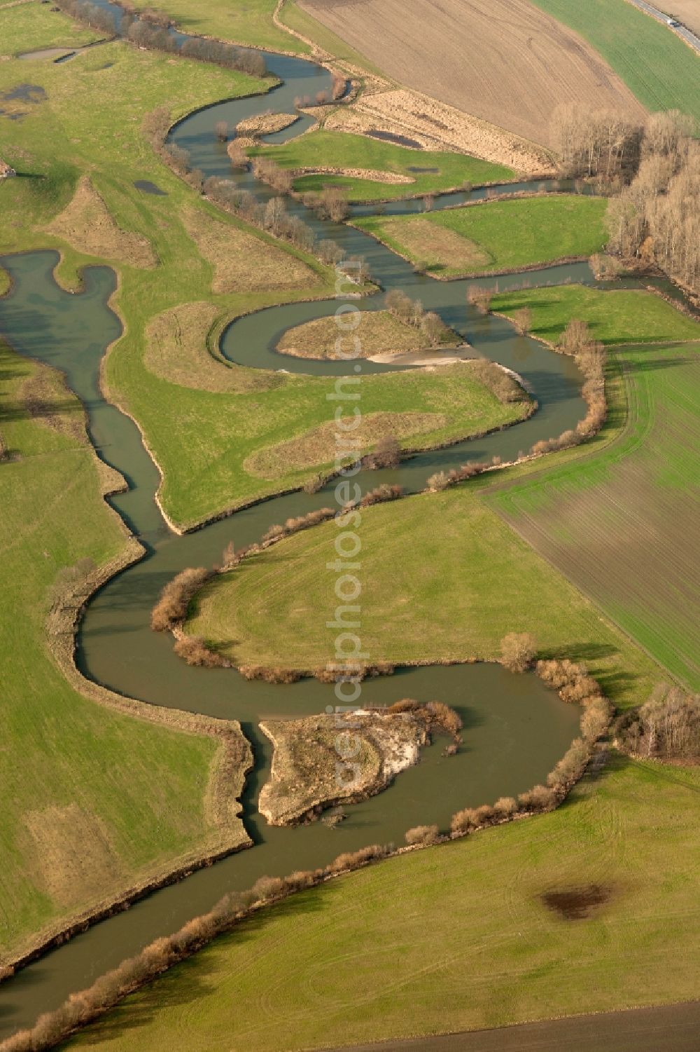 Aerial image Hamm - View of the river Lippe in Hamm in the state of North Rhine-Westphalia