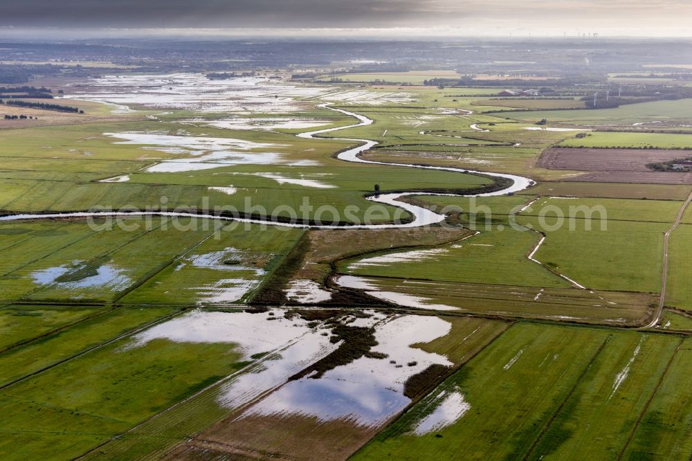 Aerial image Varde - River Delta and estuary of the Varde river into the Ho-bay of the north sea in Varde in Sued, Denmark