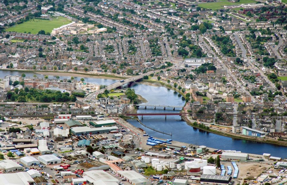 Inverness from the bird's eye view: View of the river Ness in Inverness in the district of Highland in Scotland