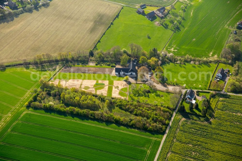 Holzwickede from the bird's eye view: River source and origin of Emscher on Emscherquellhof in Holzwickede in the state North Rhine-Westphalia