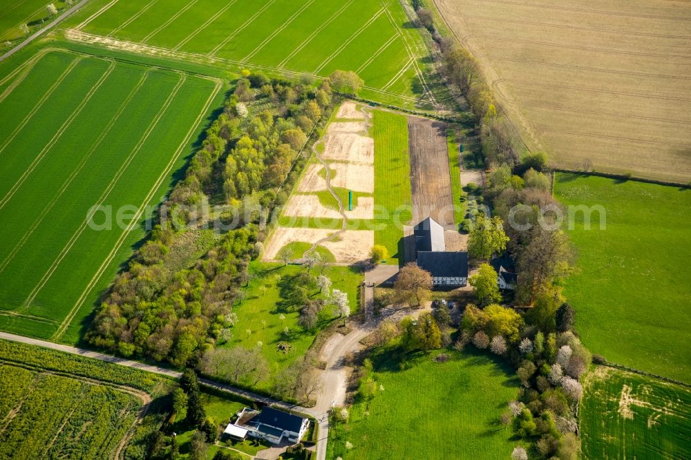 Aerial photograph Holzwickede - River source and origin of Emscher on Emscherquellhof in Holzwickede in the state North Rhine-Westphalia