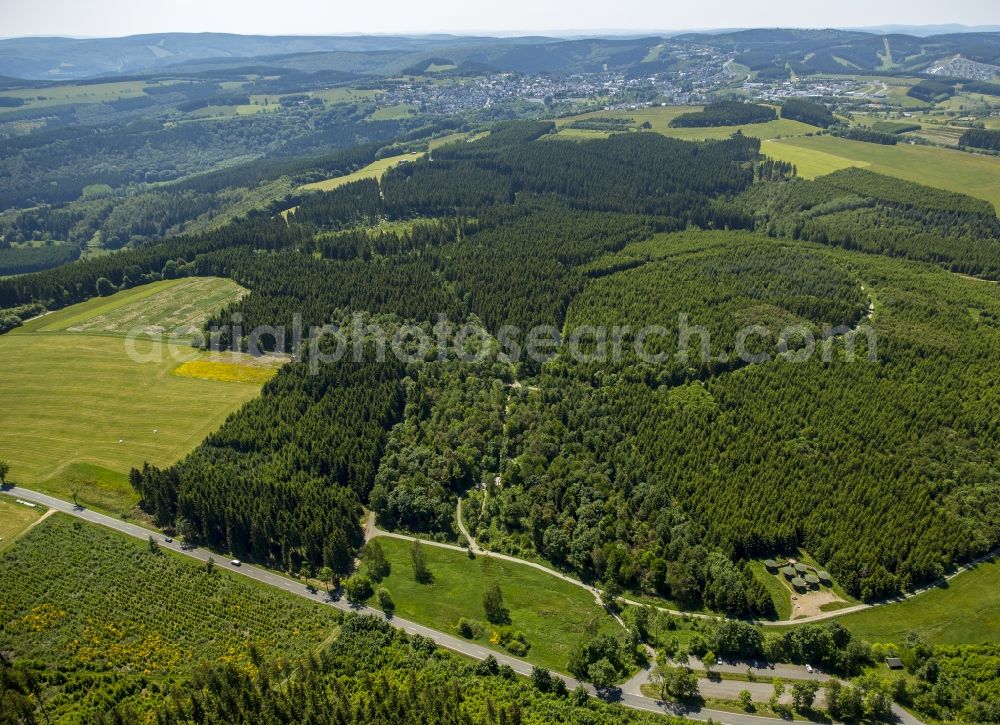 Winterberg from above - River source and origin of Ruhr in Winterberg in the state North Rhine-Westphalia