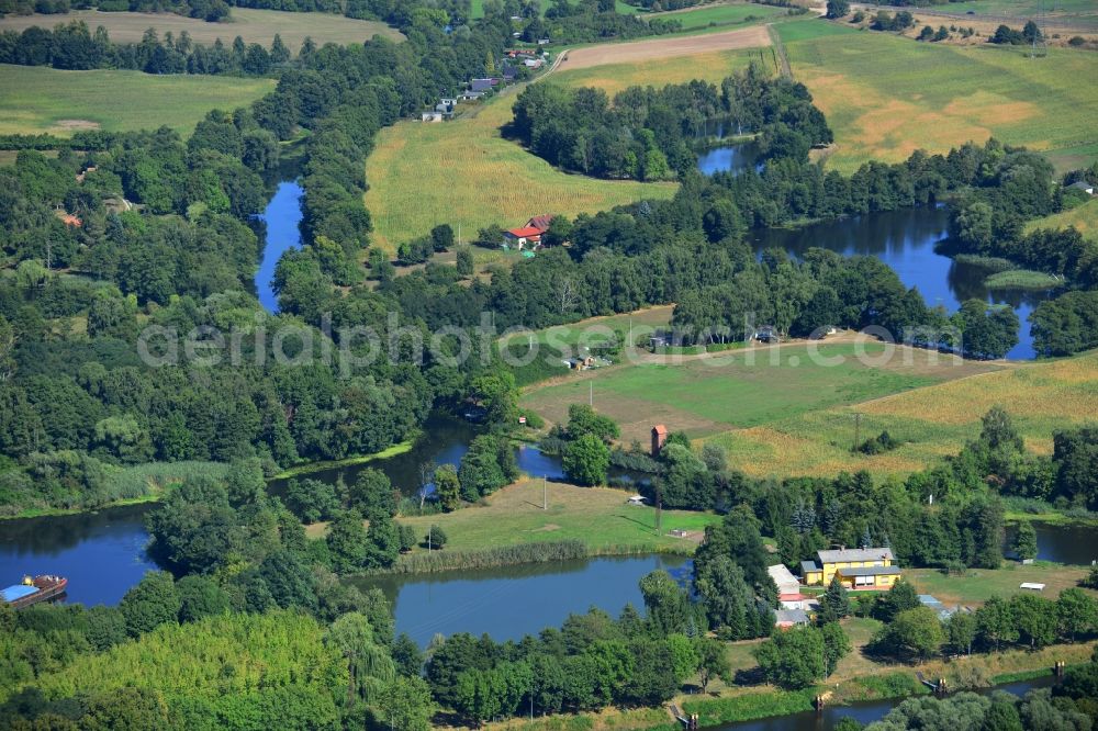 Aerial photograph Zerben - River and water landscape in Zerben in Saxony-Anhalt