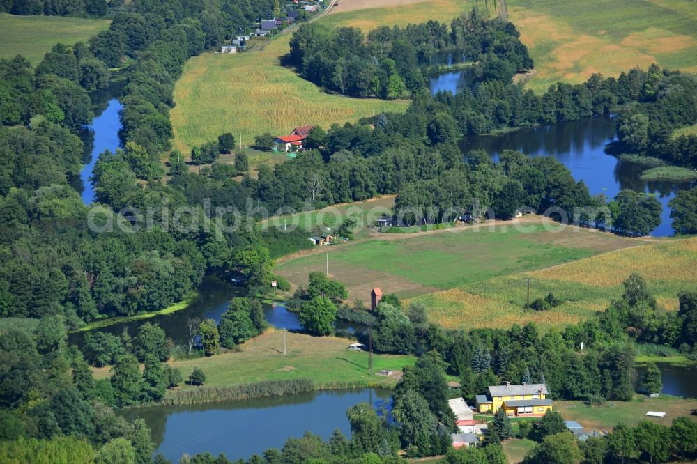 Zerben from above - River and water landscape in Zerben in Saxony-Anhalt