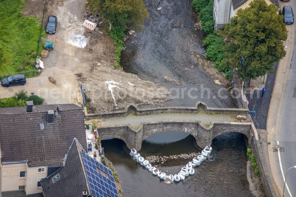 Hagen from above - River - bridge construction about the Volme Am Volmewehr in Hagen at Ruhrgebiet in the state North Rhine-Westphalia, Germany