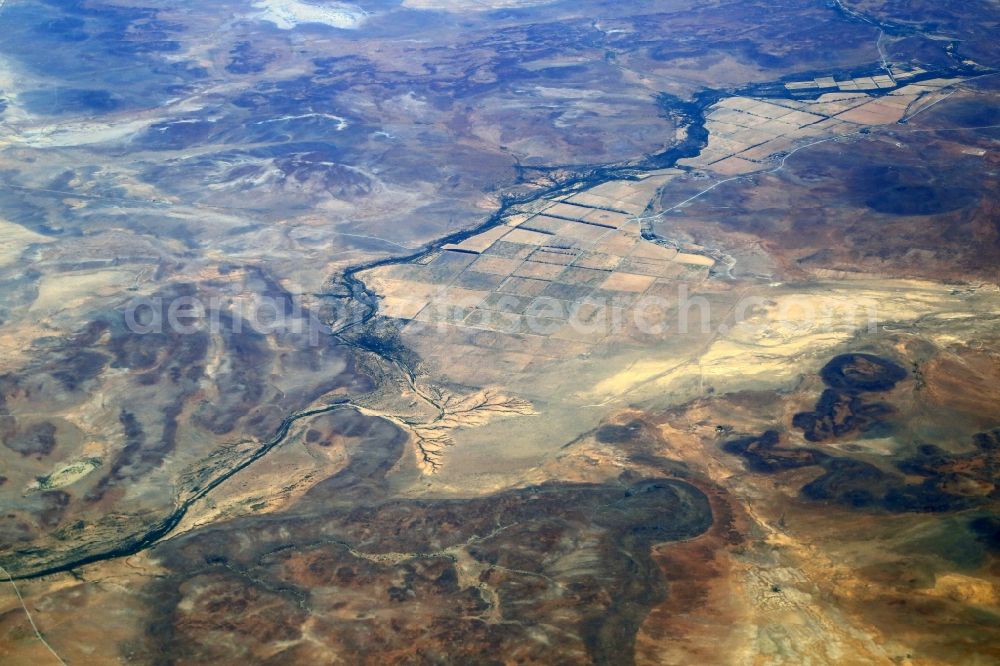 Griesenkraal from the bird's eye view: River landscape and and agriculture in Griesenkraal in the Northern Cape, South Africa