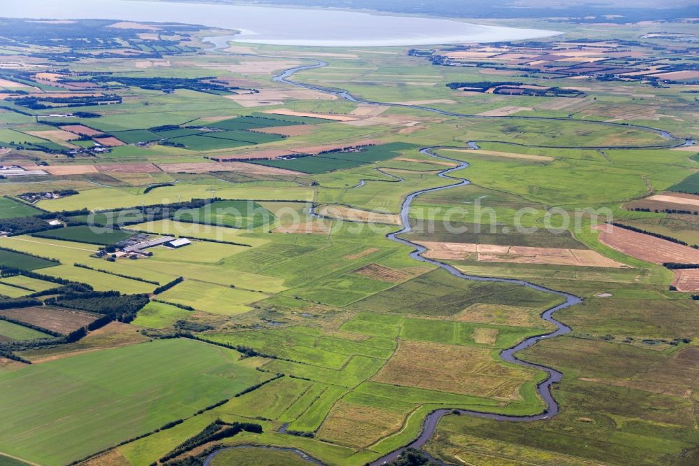 Esbjerg from above - River and estuary of the Varde A of in the Ho Bugt in Esbjerg in Denmark