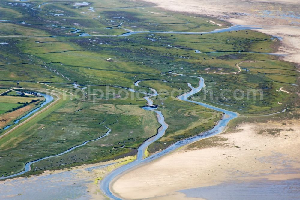 Skærbæk Kommune from above - Estuary in the Vadehavet National Park at Skærbæk municipality in Denmark