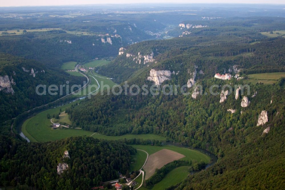 Aerial image Fridingen an der Donau - Valley of the river Donau in Fridingen an der Donau in the state Baden-Wuerttemberg