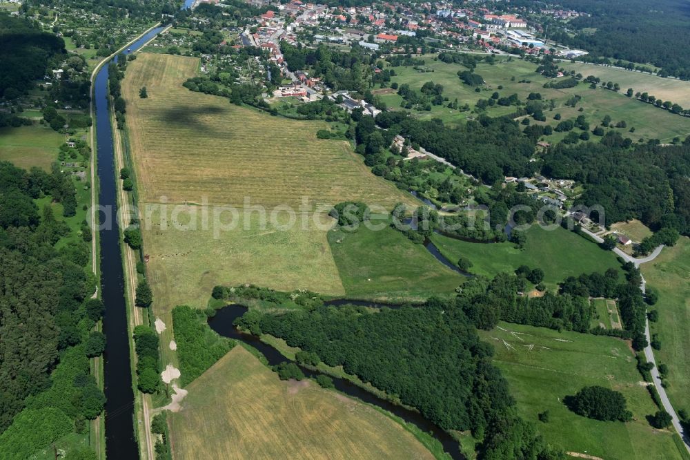 Aerial image Grabow - River course of the Old Edle near Grabow in the state Mecklenburg - Western Pomerania