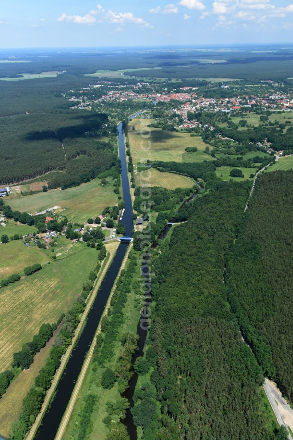 Grabow from above - River course of the Old Edle near Grabow in the state Mecklenburg - Western Pomerania