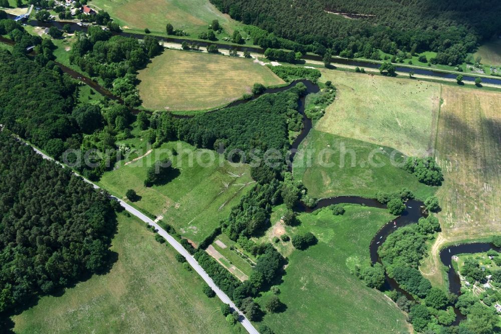 Aerial photograph Grabow - River course of the Old Edle near Grabow in the state Mecklenburg - Western Pomerania