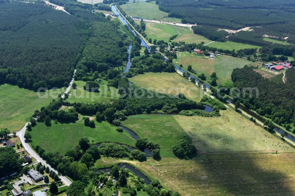 Aerial image Grabow - River course of the Old Edle near Grabow in the state Mecklenburg - Western Pomerania