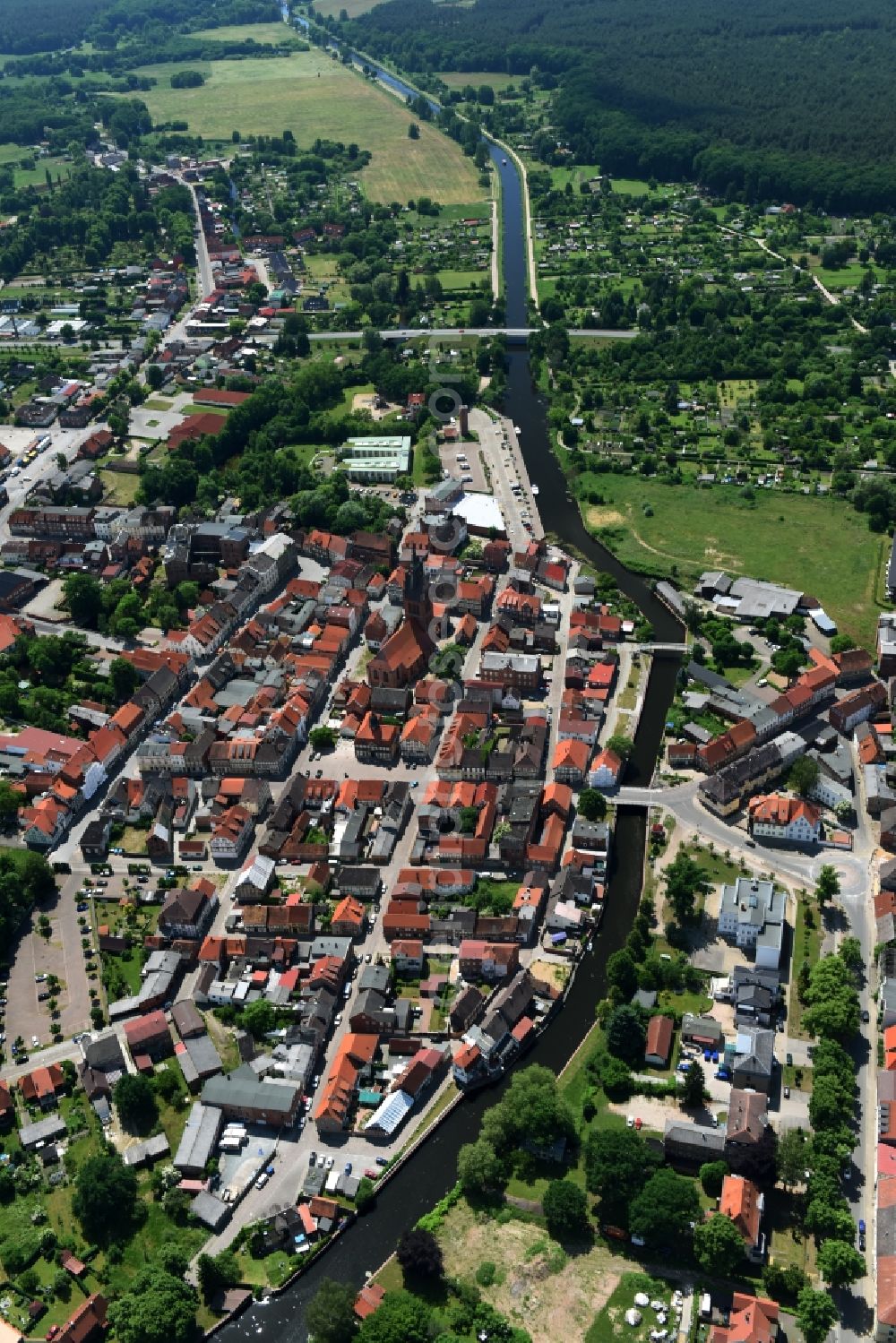 Aerial photograph Grabow - River course of the Edle in Grabow in the state Mecklenburg - Western Pomerania