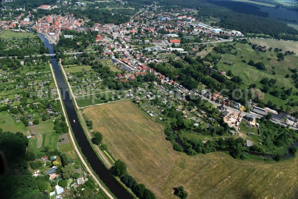 Aerial image Grabow - River course of the Edle in Grabow in the state Mecklenburg - Western Pomerania