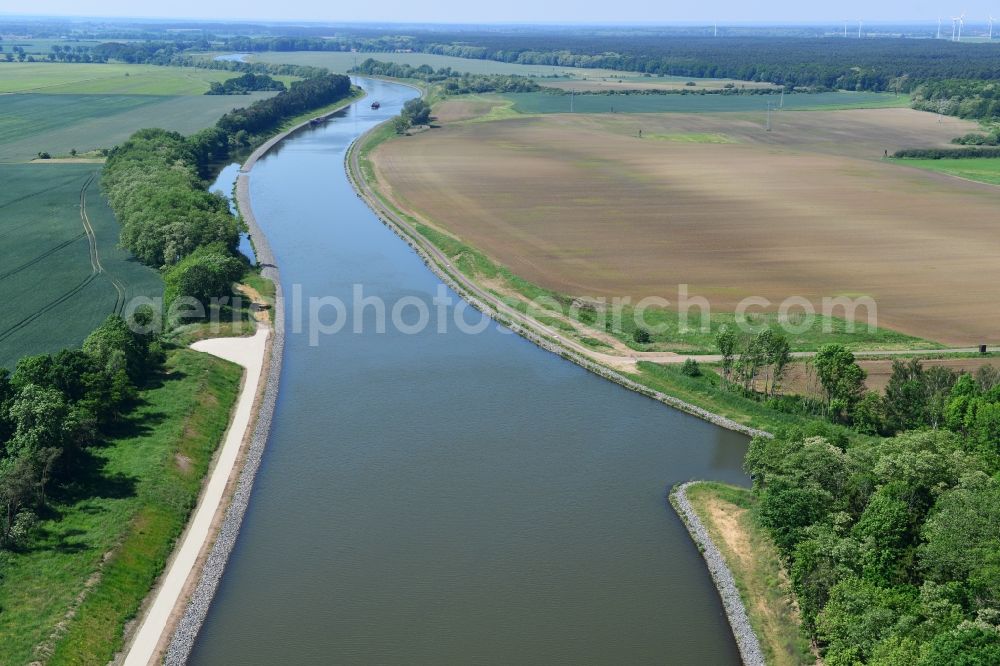 Genthin from above - Course of the river Elbe-Havel-Canel between Genthin and Bergzow in the state Saxony-Anhalt