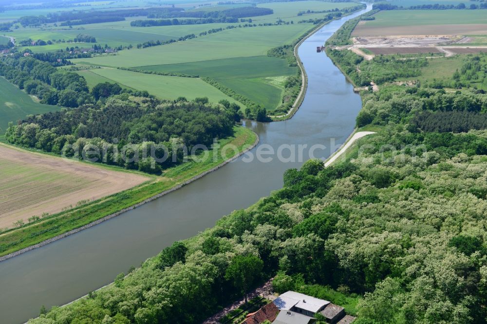 Aerial image Genthin - Course of the river Elbe-Havel-Canel between Genthin and Bergzow in the state Saxony-Anhalt