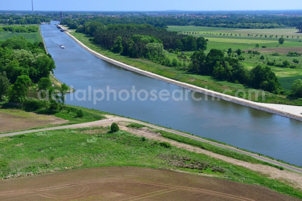 Aerial photograph Genthin - Course of the river Elbe-Havel-Canel between Genthin and Bergzow in the state Saxony-Anhalt