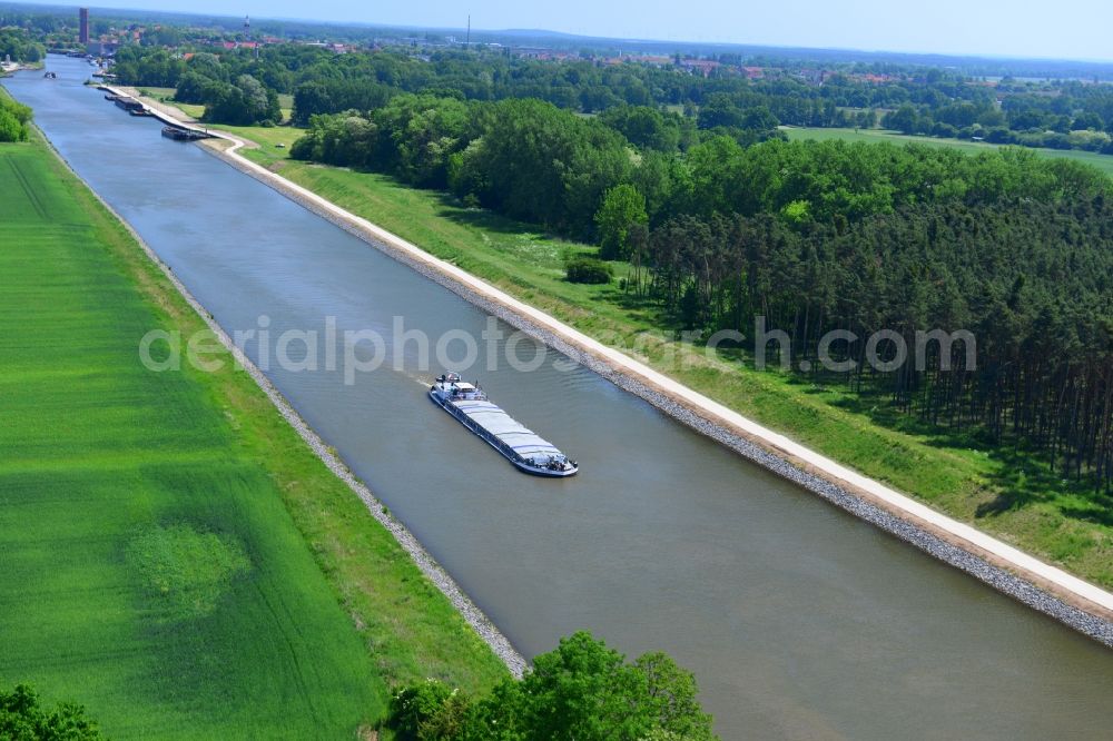 Genthin from above - Course of the river Elbe-Havel-Canel between Genthin and Bergzow in the state Saxony-Anhalt