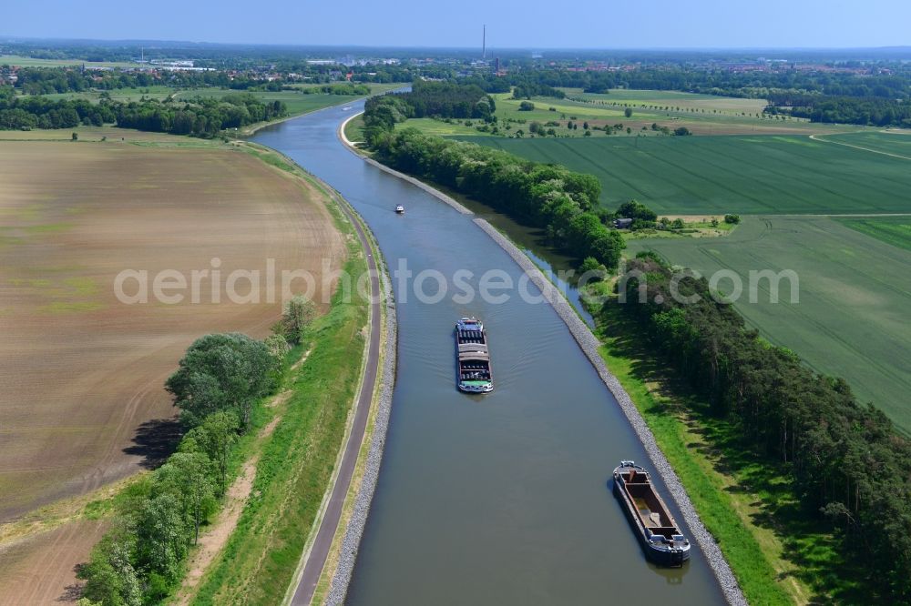 Genthin from above - Course of the river Elbe-Havel-Canel between Genthin and Bergzow in the state Saxony-Anhalt