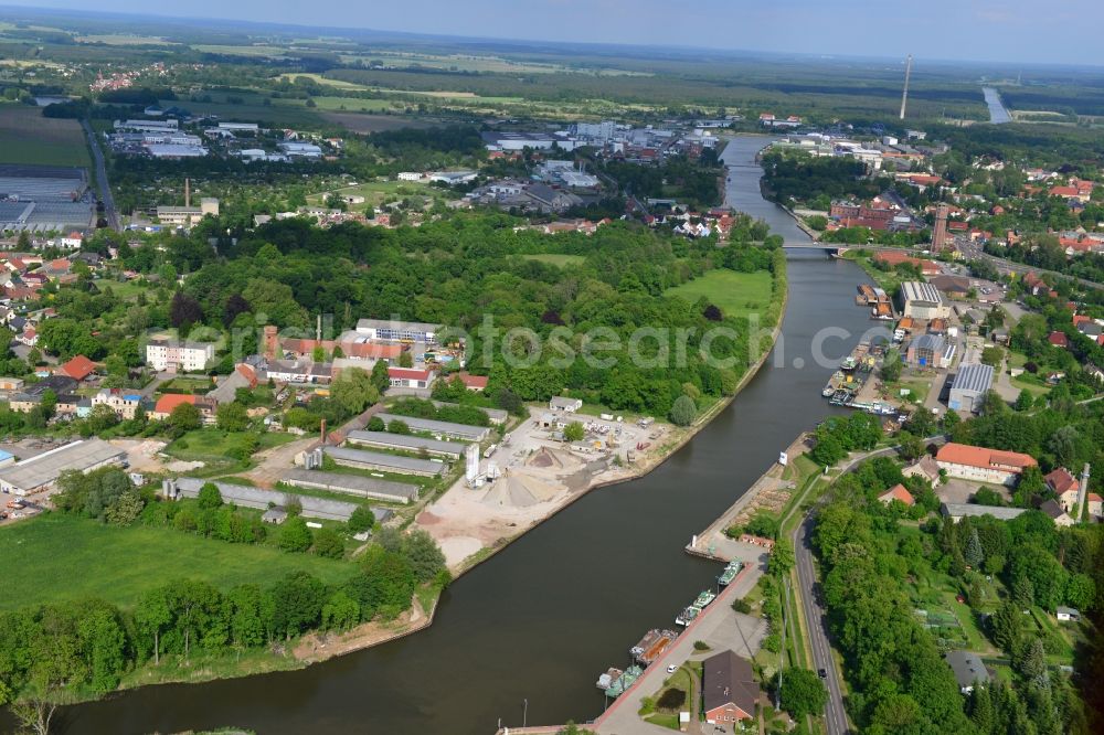 Aerial image Genthin - Course of the river Elbe-Havel-Canel between Genthin and Bergzow in the state Saxony-Anhalt