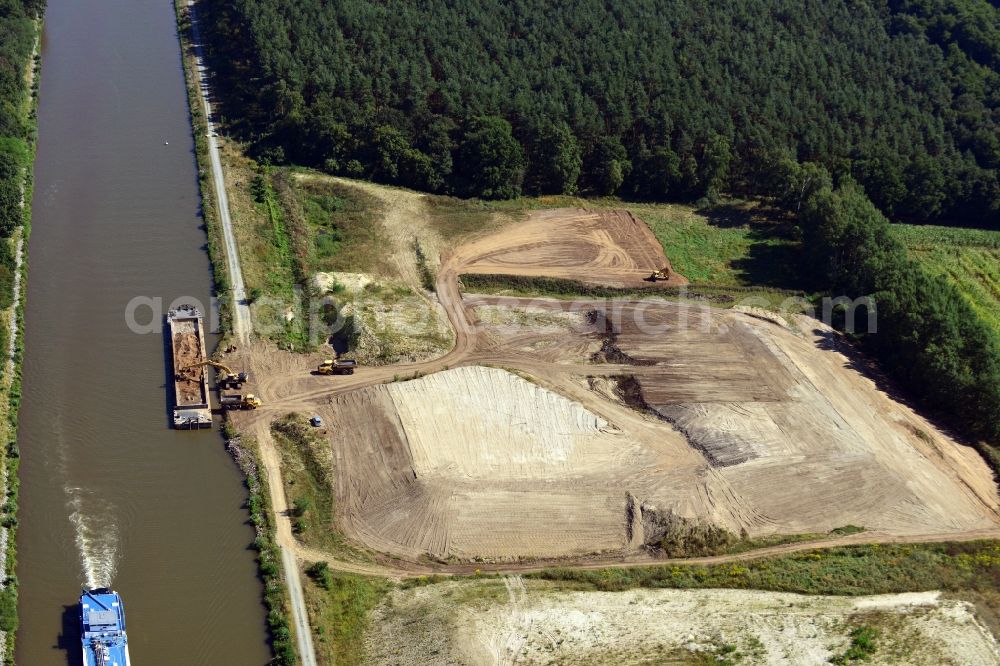 Kade OT Kader Schleuse from above - Course of the river Elbe-Havel-Canel between Kade and Genthin in the state Saxony-Anhalt