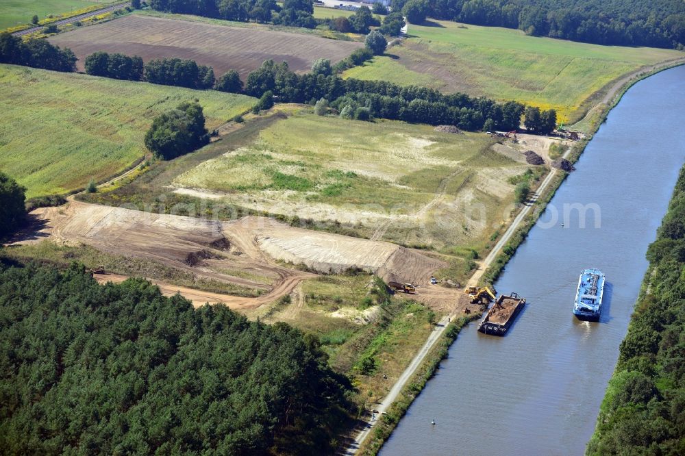 Kade OT Kader Schleuse from above - Course of the river Elbe-Havel-Canel between Kade and Genthin in the state Saxony-Anhalt