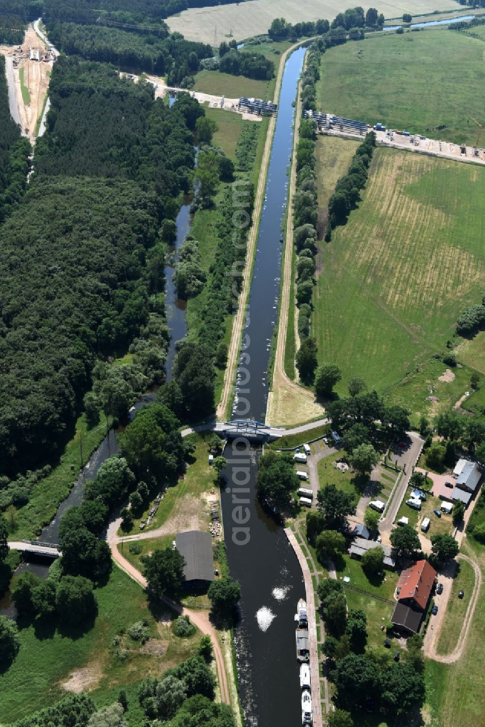 Aerial image Grabow - River course of the Edle near Grabow in the state Mecklenburg - Western Pomerania