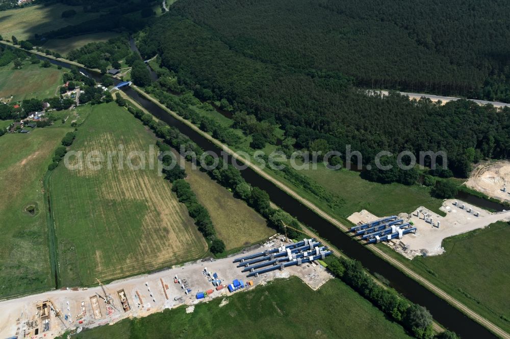 Grabow from the bird's eye view: River course of the Edle near Grabow in the state Mecklenburg - Western Pomerania