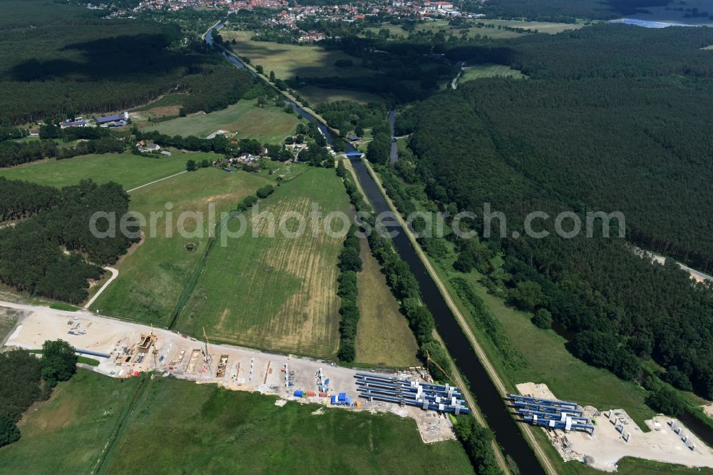 Aerial image Grabow - River course of the Edle near Grabow in the state Mecklenburg - Western Pomerania