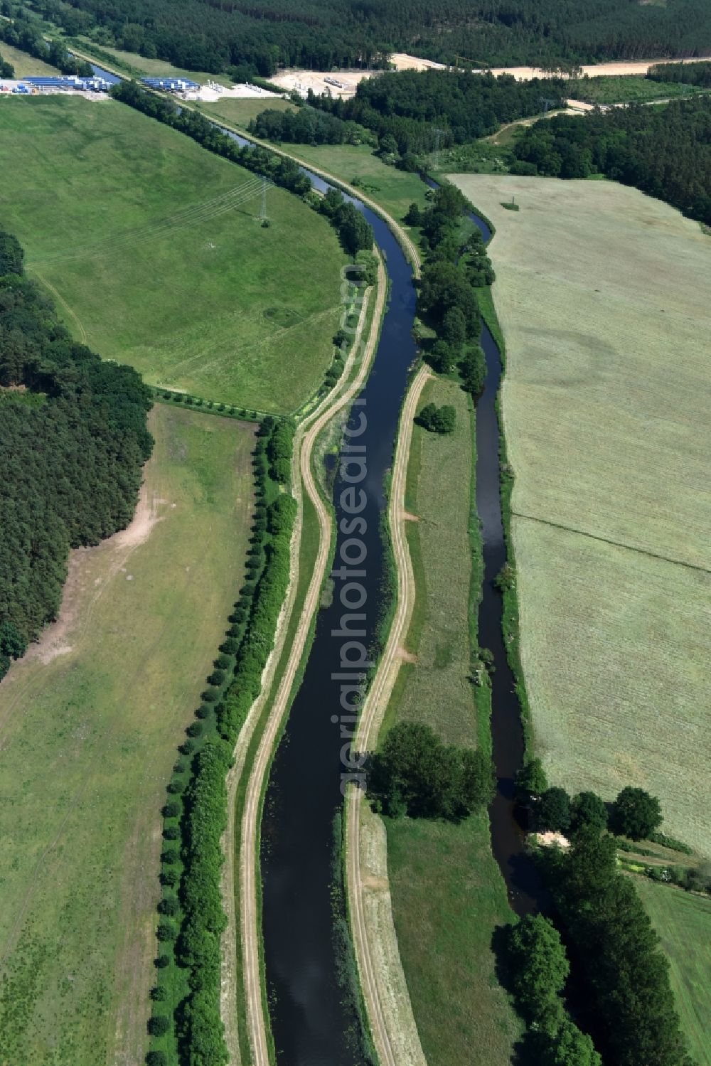 Aerial photograph Grabow - River course of the Edle near Grabow in the state Mecklenburg - Western Pomerania